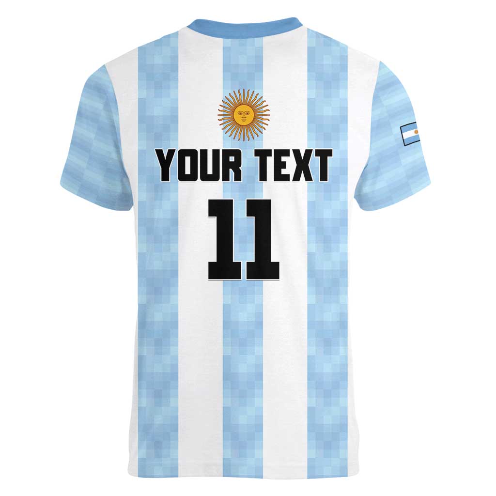 Custom Argentina Basketball Women V-Neck T-Shirt Go El Alma Argentina