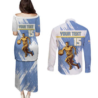 Custom Uruguay Basketball Couples Matching Puletasi and Long Sleeve Button Shirt Come On Charruas