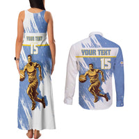 Custom Uruguay Basketball Couples Matching Tank Maxi Dress and Long Sleeve Button Shirt Come On Charruas