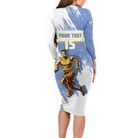 Custom Uruguay Basketball Family Matching Long Sleeve Bodycon Dress and Hawaiian Shirt Come On Charruas
