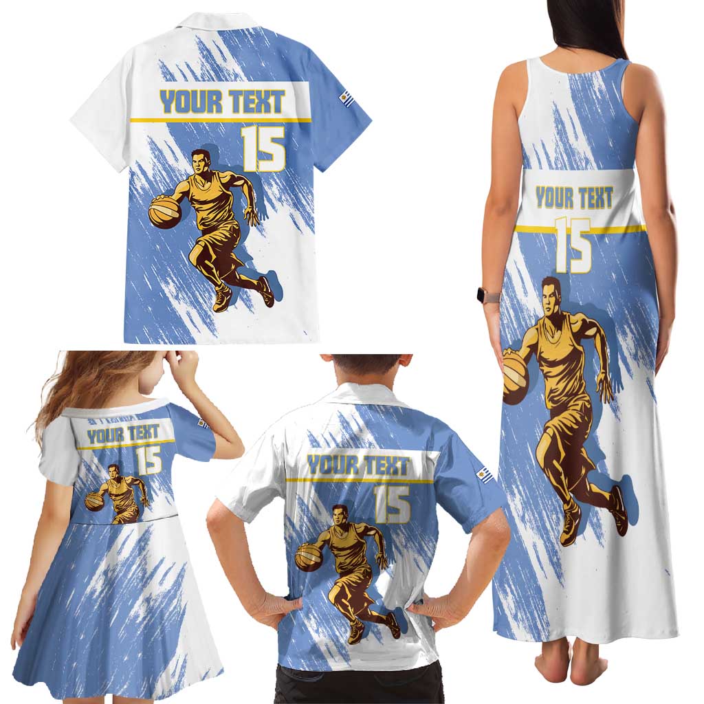 Custom Uruguay Basketball Family Matching Tank Maxi Dress and Hawaiian Shirt Come On Charruas
