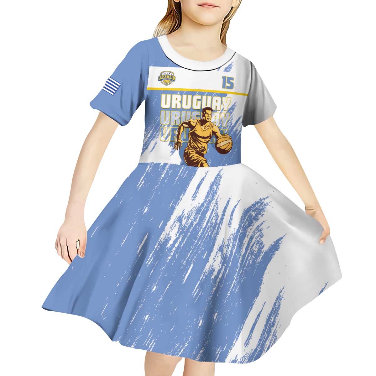 Custom Uruguay Basketball Kid Short Sleeve Dress Come On Charruas