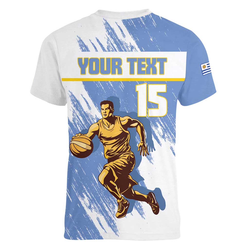 Custom Uruguay Basketball Women V-Neck T-Shirt Come On Charruas