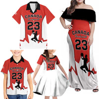 Custom Canada Basketball Family Matching Off Shoulder Maxi Dress and Hawaiian Shirt Go Champions Team Canada