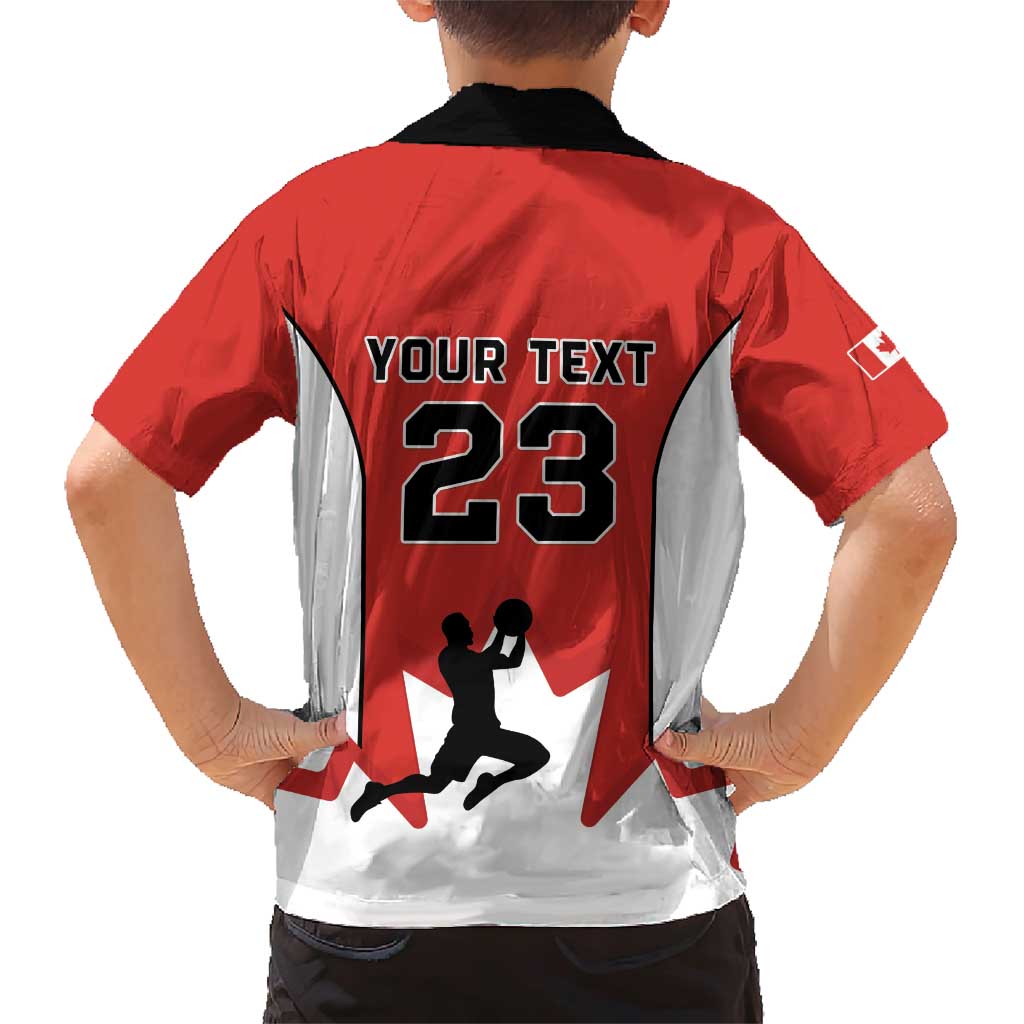 Custom Canada Basketball Family Matching Short Sleeve Bodycon Dress and Hawaiian Shirt Go Champions Team Canada