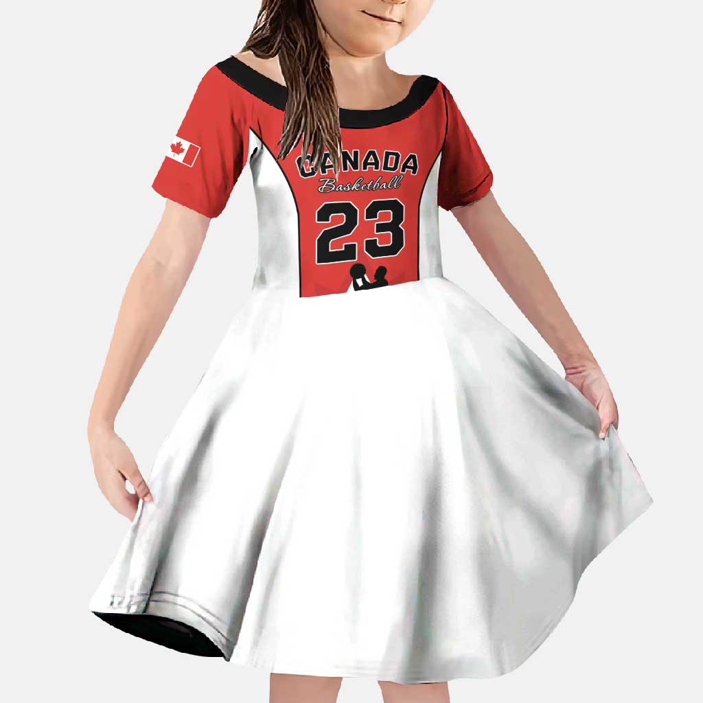 Custom Canada Basketball Family Matching Short Sleeve Bodycon Dress and Hawaiian Shirt Go Champions Team Canada