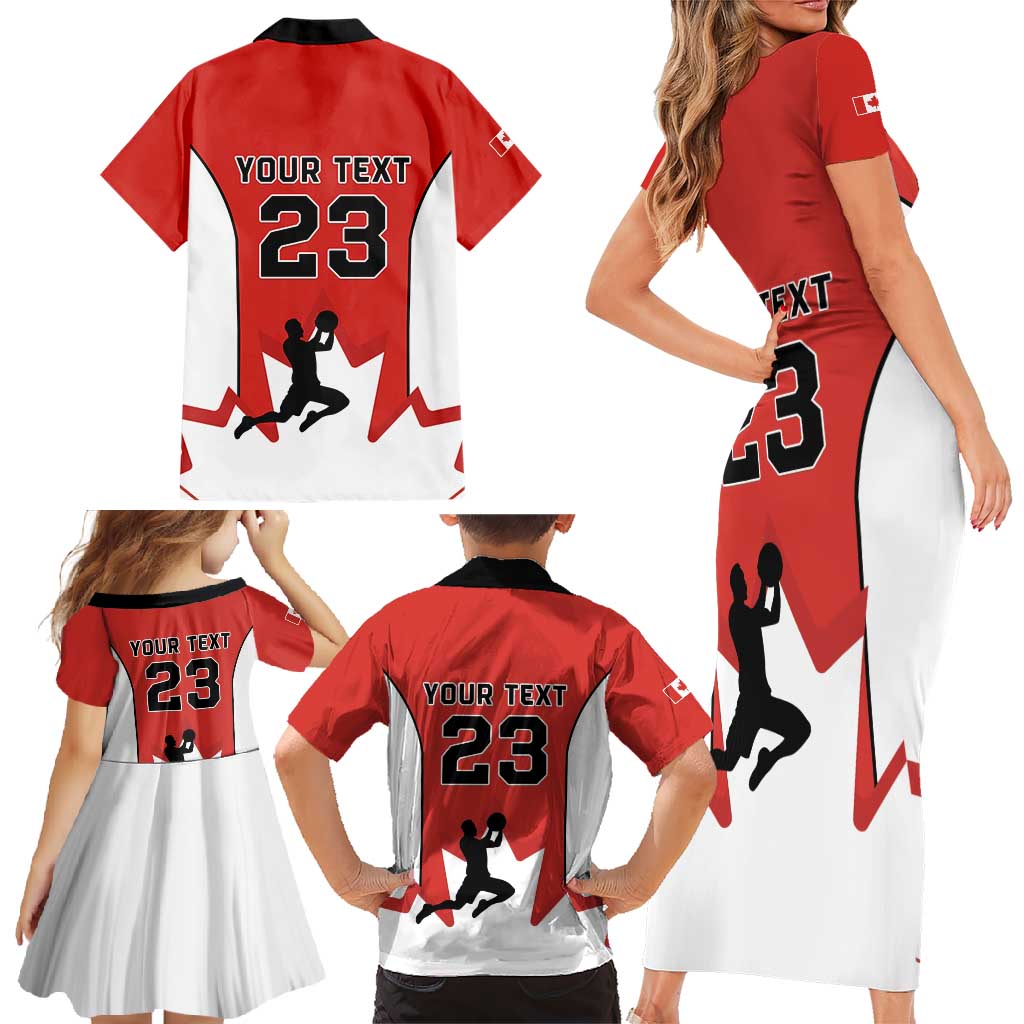 Custom Canada Basketball Family Matching Short Sleeve Bodycon Dress and Hawaiian Shirt Go Champions Team Canada