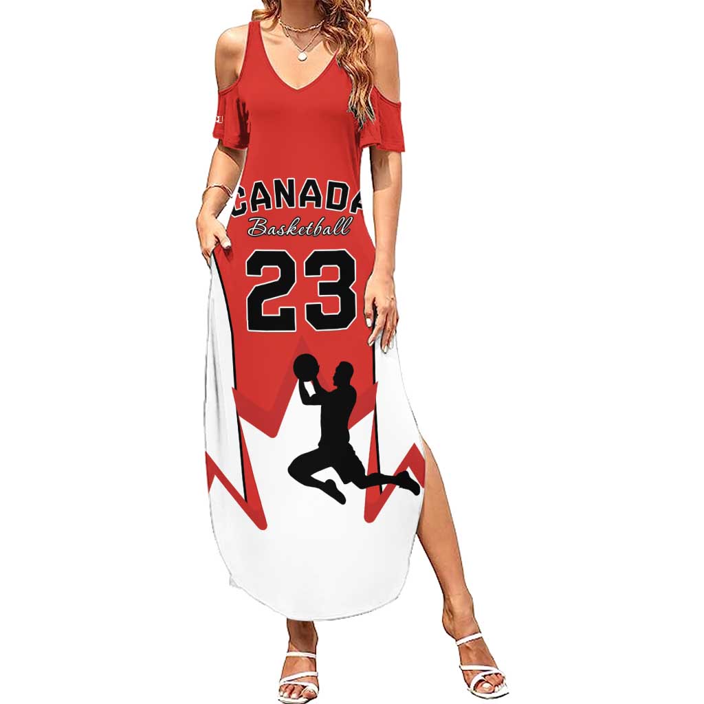 Custom Canada Basketball Family Matching Summer Maxi Dress and Hawaiian Shirt Go Champions Team Canada