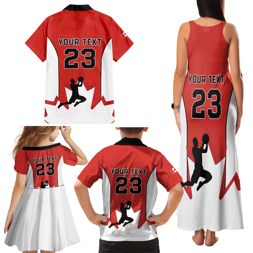 Custom Canada Basketball Family Matching Tank Maxi Dress and Hawaiian Shirt Go Champions Team Canada