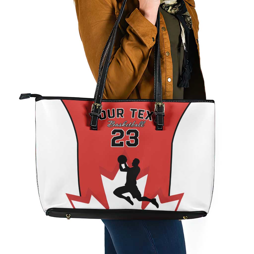 Custom Canada Basketball Leather Tote Bag Go Champions Team Canada