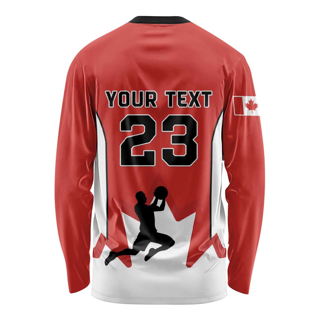 Custom Canada Basketball Long Sleeve Shirt Go Champions Team Canada