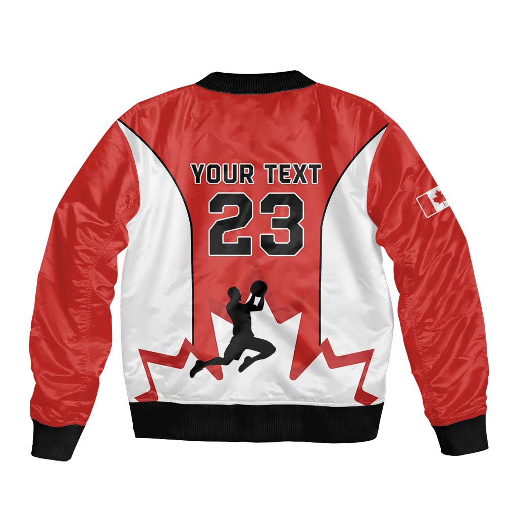 Custom Canada Basketball Sleeve Zip Bomber Jacket Go Champions Team Canada
