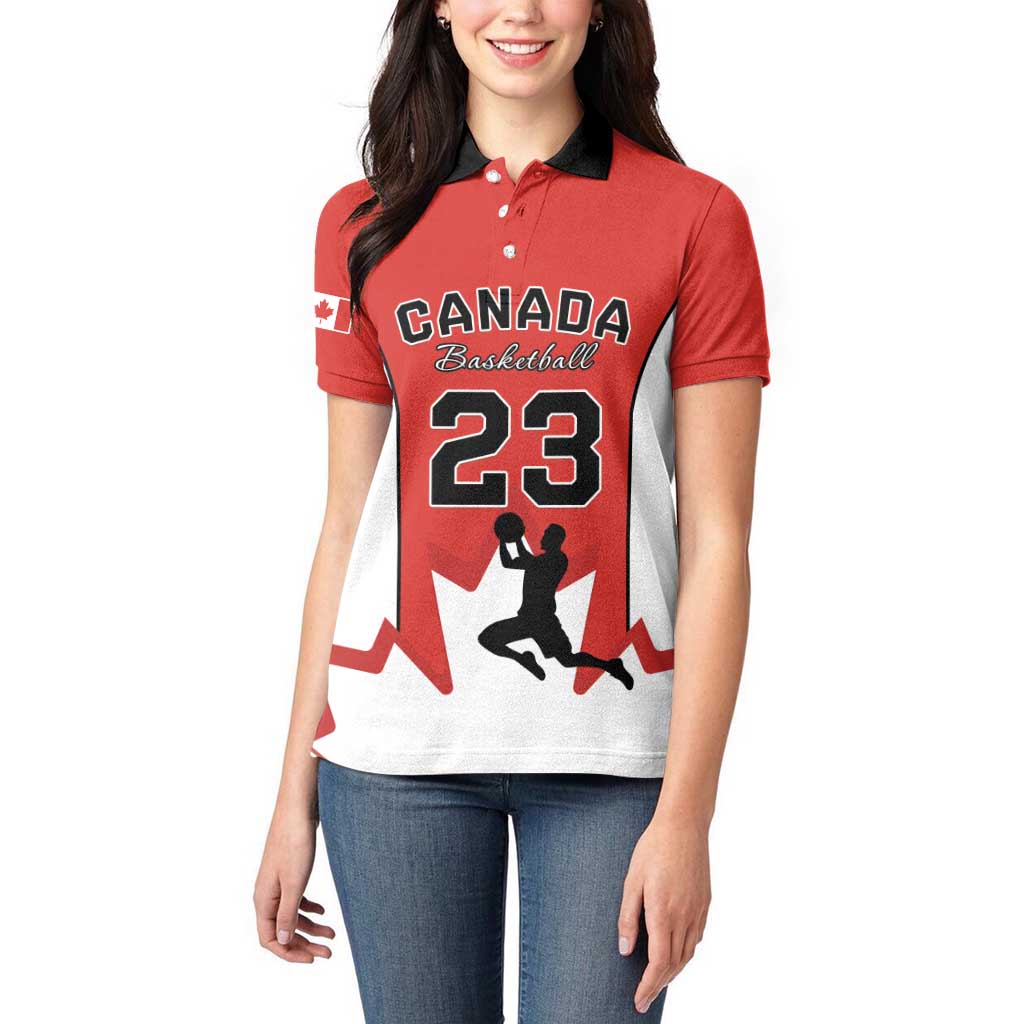 Custom Canada Basketball Women Polo Shirt Go Champions Team Canada