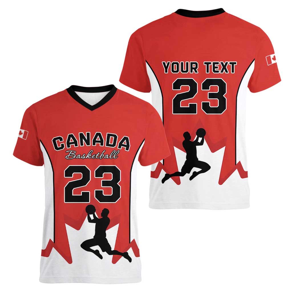 Custom Canada Basketball Women V-Neck T-Shirt Go Champions Team Canada