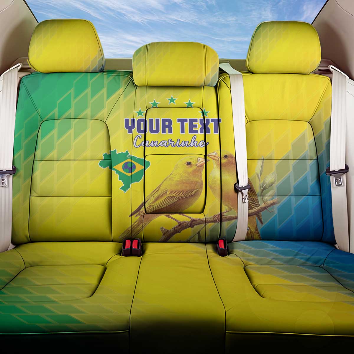 Custom Brazil Football Back Car Seat Cover Go Canarinho Go