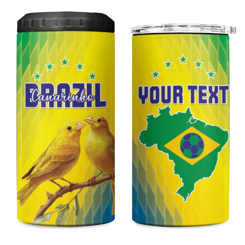 Custom Brazil Football 4 in 1 Can Cooler Tumbler Go Canarinho Go