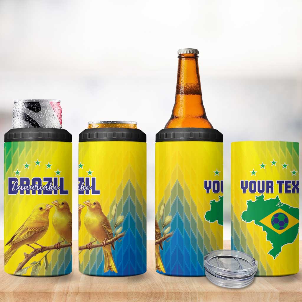 Custom Brazil Football 4 in 1 Can Cooler Tumbler Go Canarinho Go