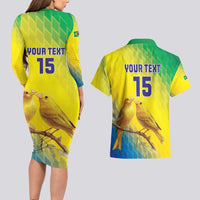 Custom Brazil Football Couples Matching Long Sleeve Bodycon Dress and Hawaiian Shirt Go Canarinho Go