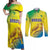Custom Brazil Football Couples Matching Off Shoulder Maxi Dress and Long Sleeve Button Shirt Go Canarinho Go