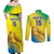 Custom Brazil Football Couples Matching Off Shoulder Maxi Dress and Long Sleeve Button Shirt Go Canarinho Go