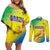 Custom Brazil Football Couples Matching Off Shoulder Short Dress and Long Sleeve Button Shirt Go Canarinho Go