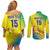 Custom Brazil Football Couples Matching Off Shoulder Short Dress and Long Sleeve Button Shirt Go Canarinho Go