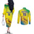 Custom Brazil Football Couples Matching Off The Shoulder Long Sleeve Dress and Long Sleeve Button Shirt Go Canarinho Go