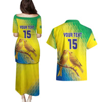 Custom Brazil Football Couples Matching Puletasi and Hawaiian Shirt Go Canarinho Go