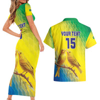 Custom Brazil Football Couples Matching Short Sleeve Bodycon Dress and Hawaiian Shirt Go Canarinho Go