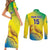 Custom Brazil Football Couples Matching Short Sleeve Bodycon Dress and Long Sleeve Button Shirt Go Canarinho Go