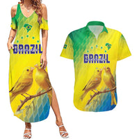 Custom Brazil Football Couples Matching Summer Maxi Dress and Hawaiian Shirt Go Canarinho Go