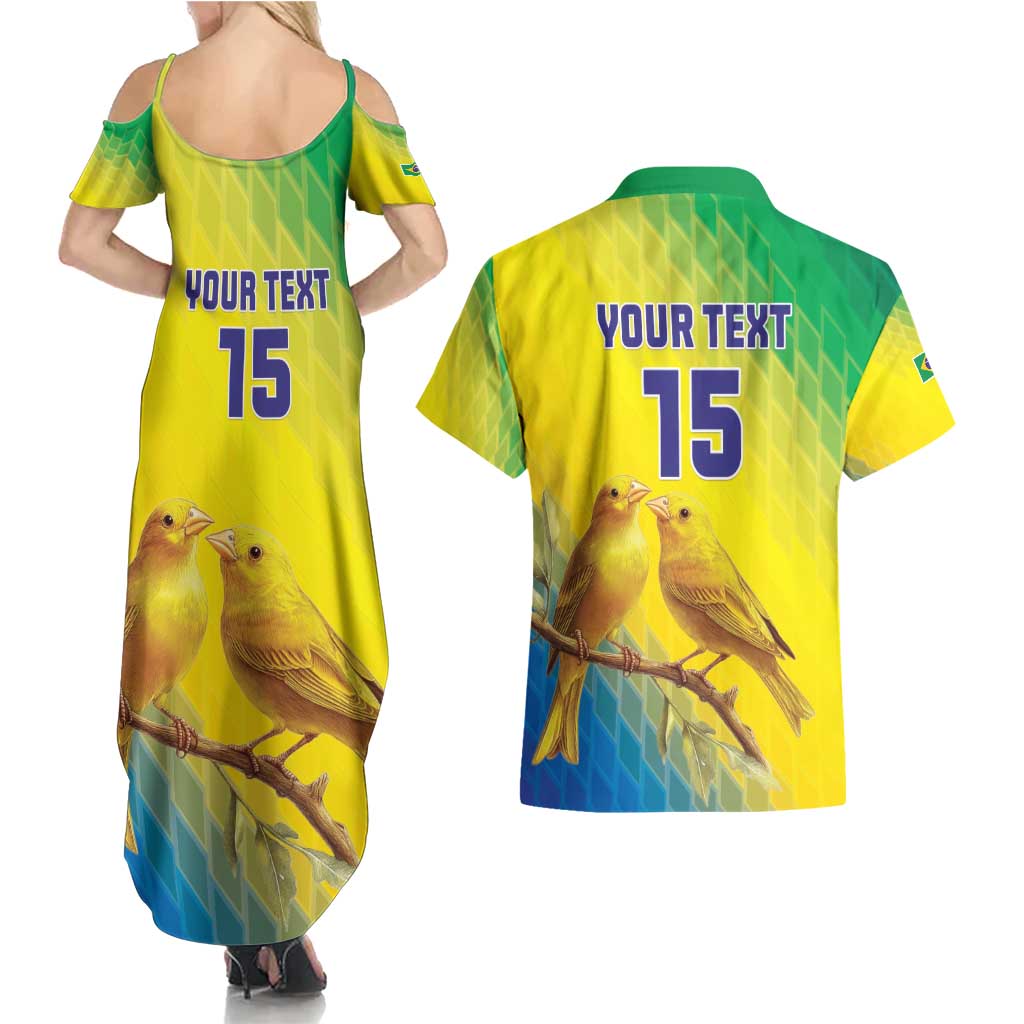 Custom Brazil Football Couples Matching Summer Maxi Dress and Hawaiian Shirt Go Canarinho Go