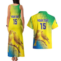 Custom Brazil Football Couples Matching Tank Maxi Dress and Hawaiian Shirt Go Canarinho Go