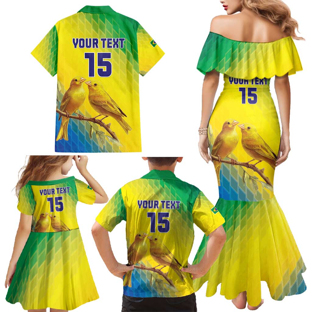 Custom Brazil Football Family Matching Mermaid Dress and Hawaiian Shirt Go Canarinho Go
