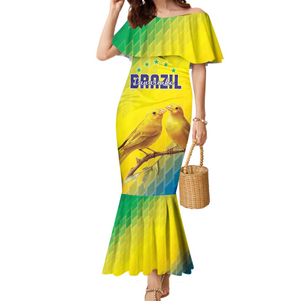 Custom Brazil Football Family Matching Mermaid Dress and Hawaiian Shirt Go Canarinho Go