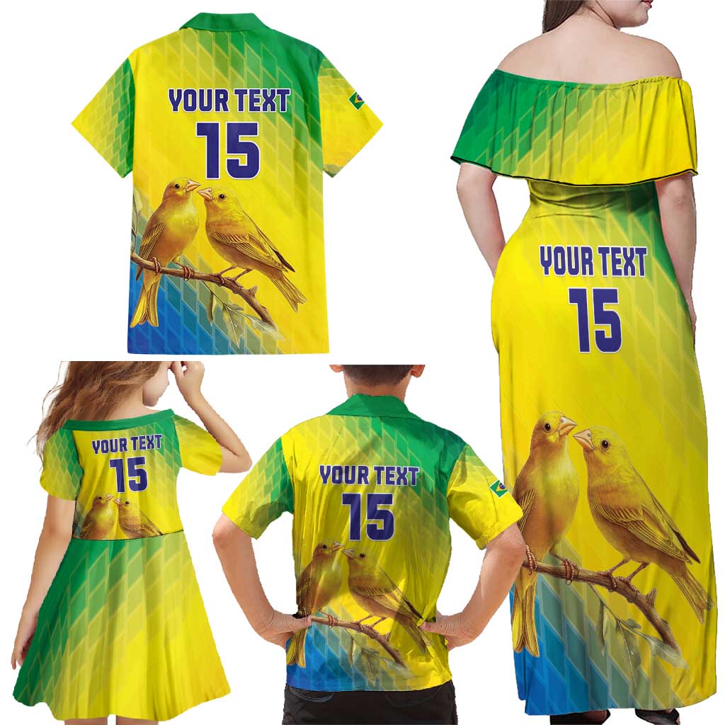 Custom Brazil Football Family Matching Off Shoulder Maxi Dress and Hawaiian Shirt Go Canarinho Go