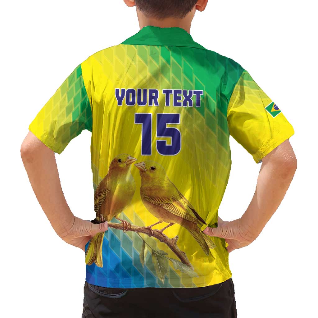 Custom Brazil Football Family Matching Off Shoulder Short Dress and Hawaiian Shirt Go Canarinho Go