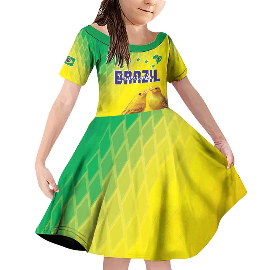 Custom Brazil Football Family Matching Off Shoulder Short Dress and Hawaiian Shirt Go Canarinho Go