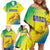 Custom Brazil Football Family Matching Off Shoulder Short Dress and Hawaiian Shirt Go Canarinho Go