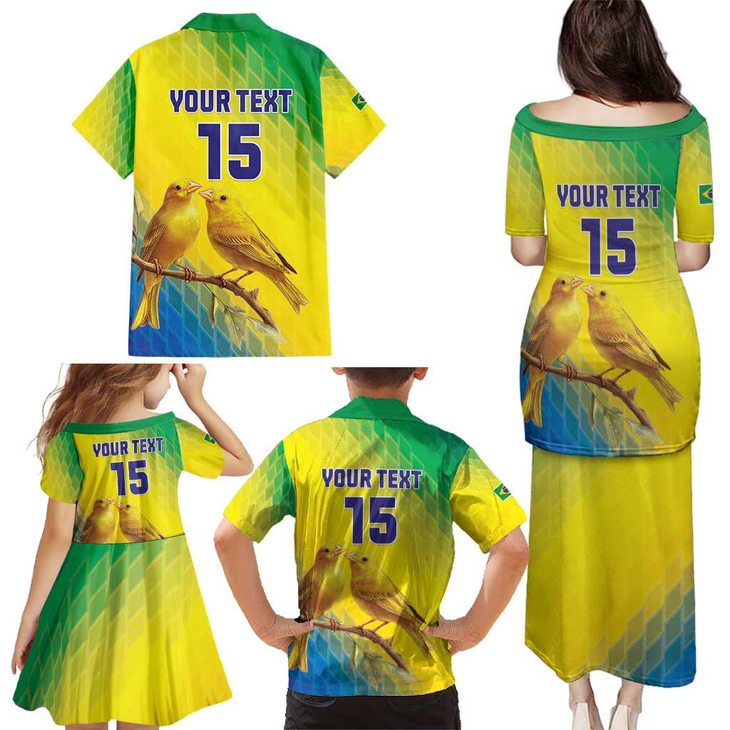 Custom Brazil Football Family Matching Puletasi and Hawaiian Shirt Go Canarinho Go