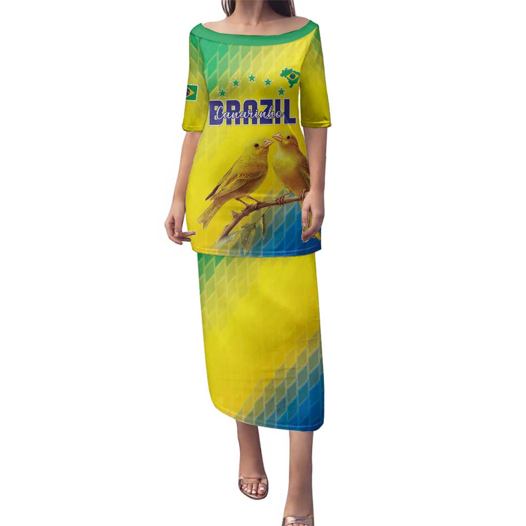 Custom Brazil Football Family Matching Puletasi and Hawaiian Shirt Go Canarinho Go