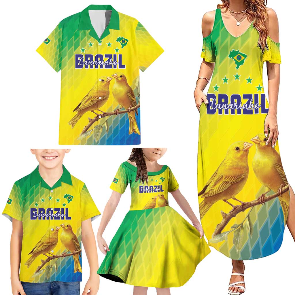 Custom Brazil Football Family Matching Summer Maxi Dress and Hawaiian Shirt Go Canarinho Go