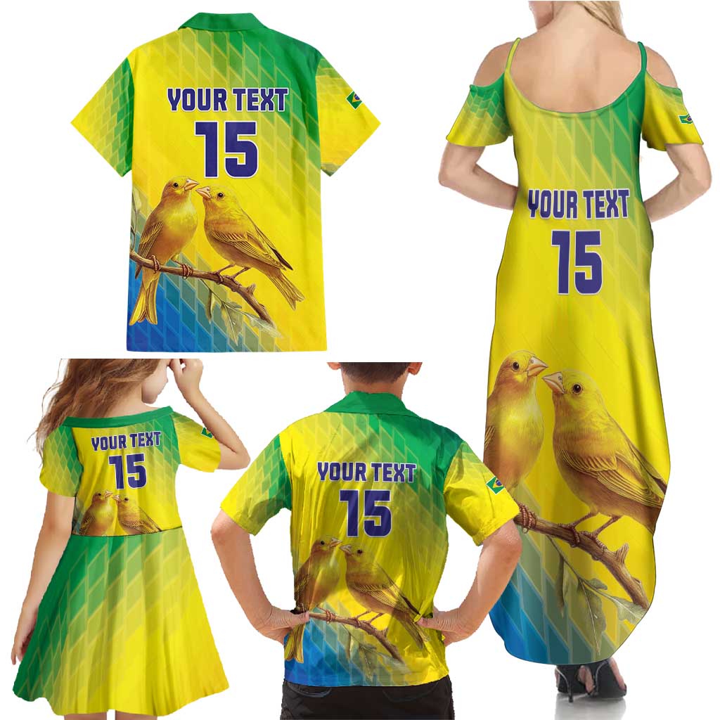 Custom Brazil Football Family Matching Summer Maxi Dress and Hawaiian Shirt Go Canarinho Go