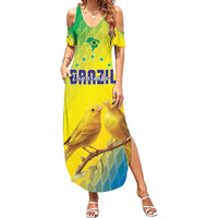 Custom Brazil Football Family Matching Summer Maxi Dress and Hawaiian Shirt Go Canarinho Go