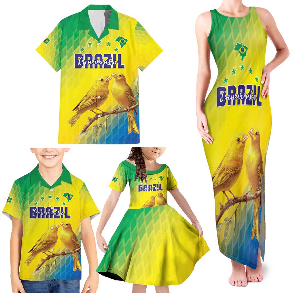 Custom Brazil Football Family Matching Tank Maxi Dress and Hawaiian Shirt Go Canarinho Go
