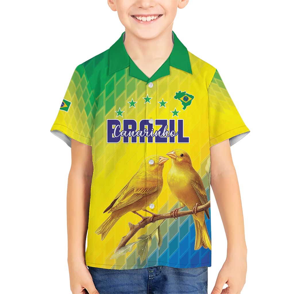 Custom Brazil Football Kid Hawaiian Shirt Go Canarinho Go