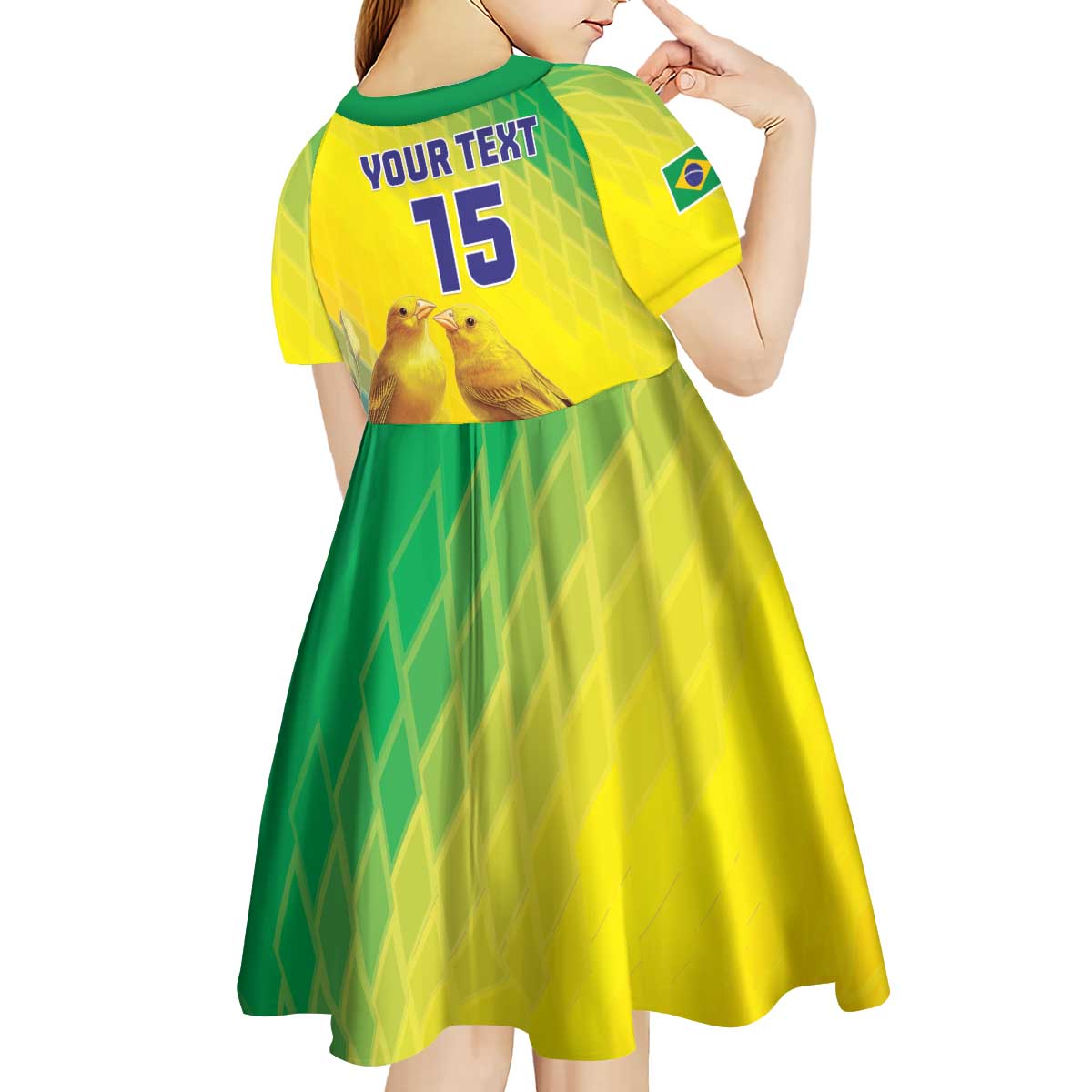 Custom Brazil Football Kid Short Sleeve Dress Go Canarinho Go