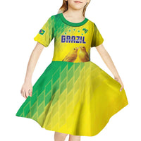 Custom Brazil Football Kid Short Sleeve Dress Go Canarinho Go