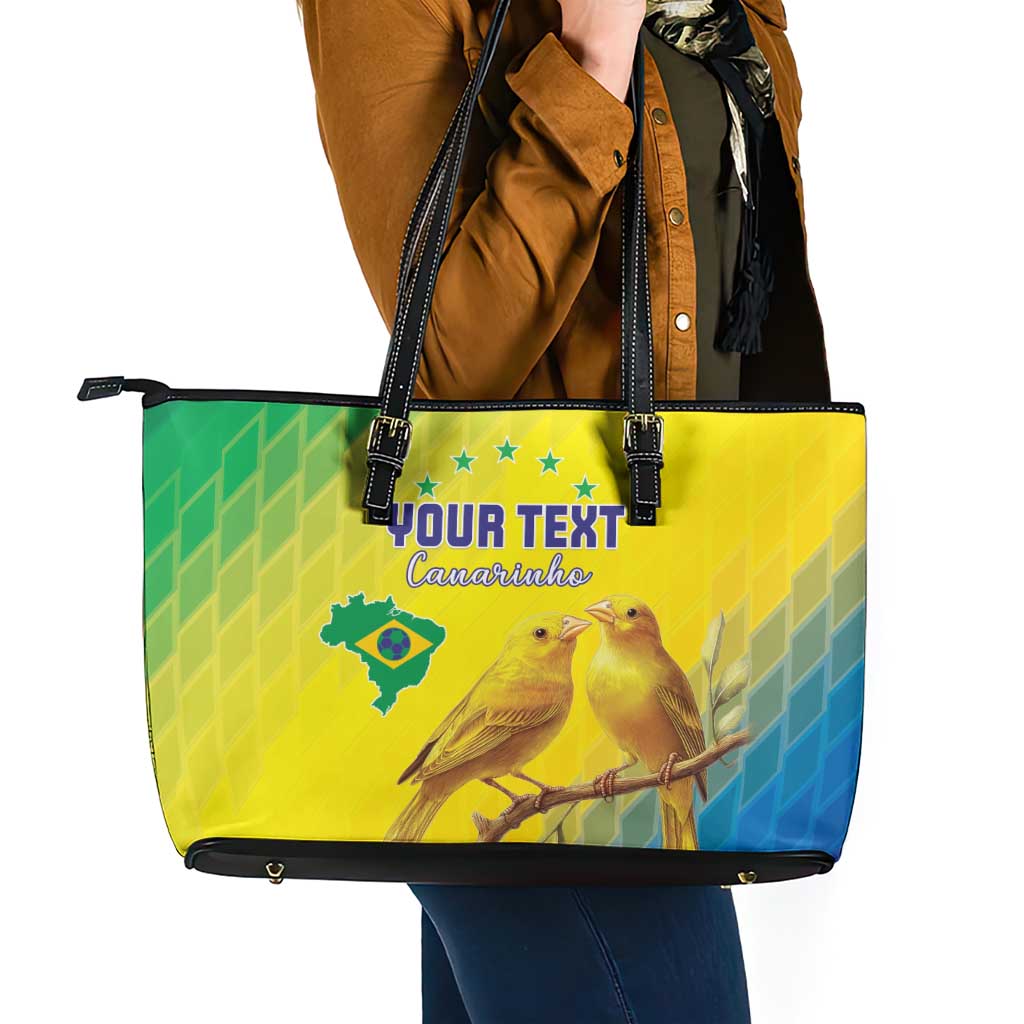 Custom Brazil Football Leather Tote Bag Go Canarinho Go