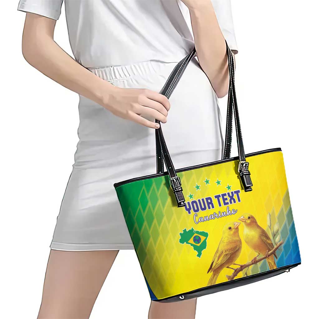 Custom Brazil Football Leather Tote Bag Go Canarinho Go
